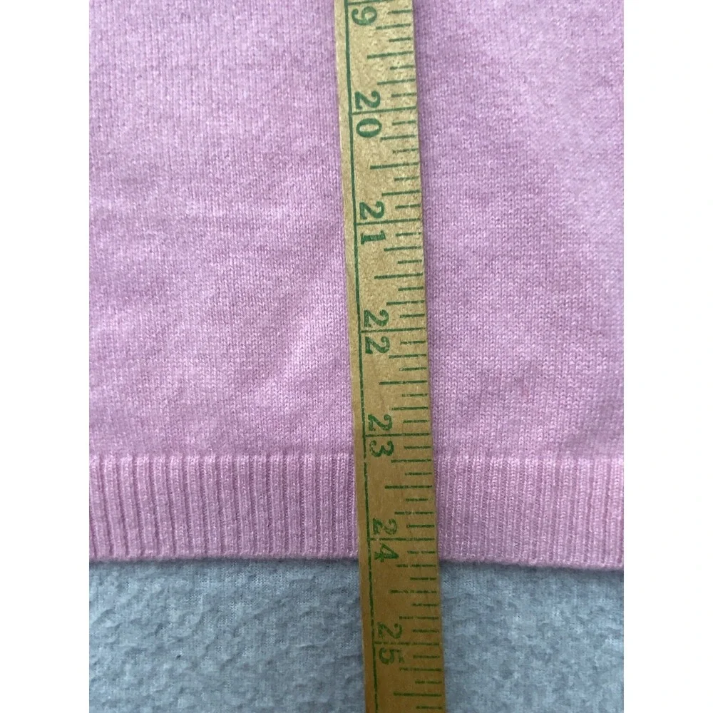 ERDOS Sweater Womens 105 Pink Cashmere Blend V Neck Bow Knit Pullover Top